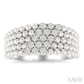 1/10 Ctw Bold Ball Bead and Slanted Single Cut Diamond Fashion Ring in Sterling Silver